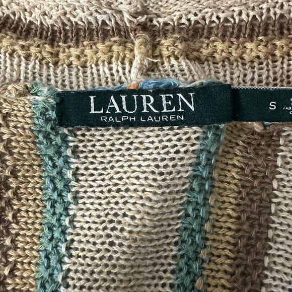 Lauren Ralph Lauren Striped Serape Southwest Western Cardigan Linen Womens Small - Picture 9 of 12